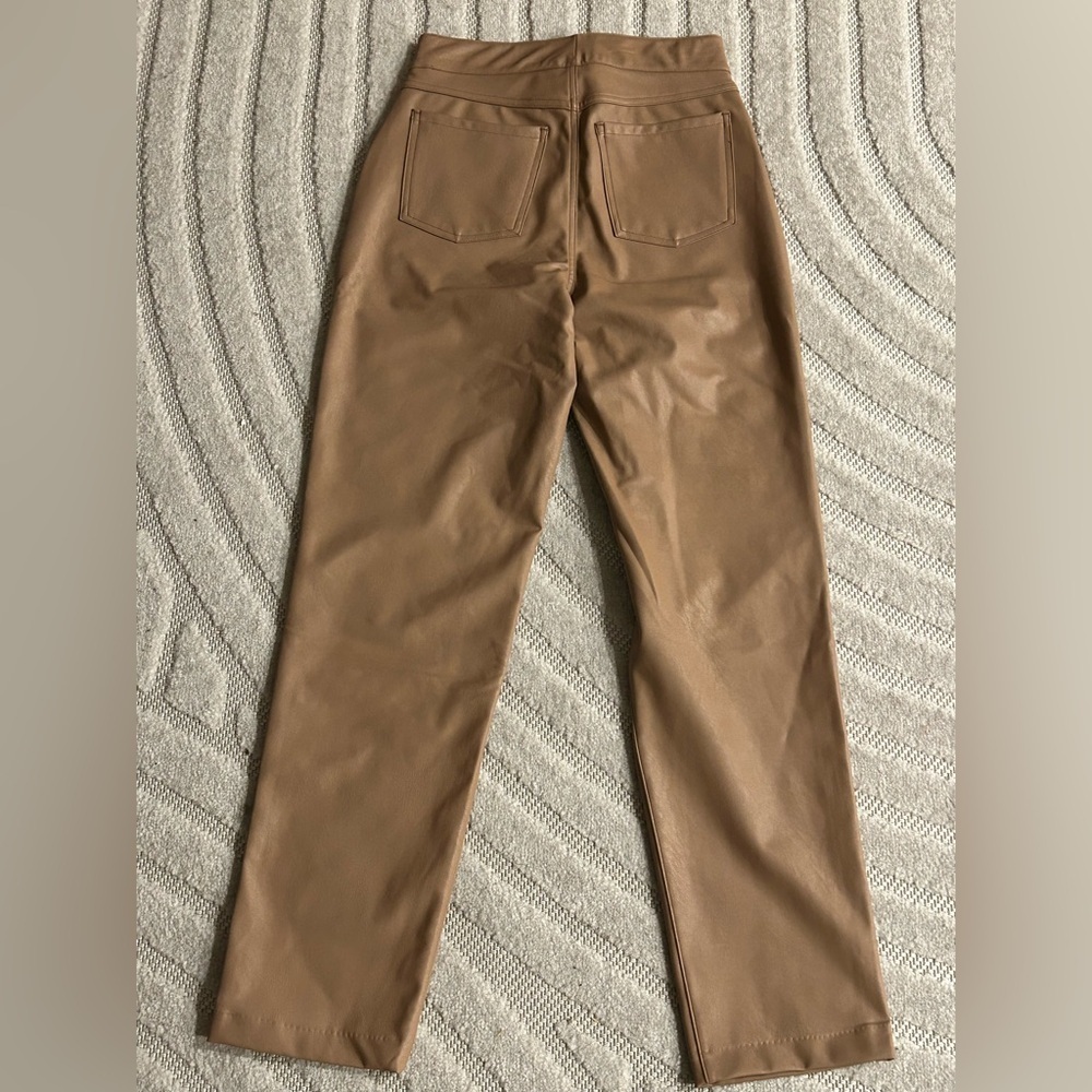 NWOT Spanx Slim Straight Faux Leather Pants in Toffee - S - Picture 4 of 10